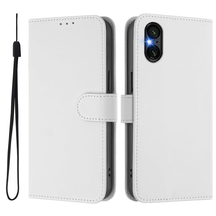 Funda de Piel para Sony Xperia 5 Vi con Cordón (Blanco)