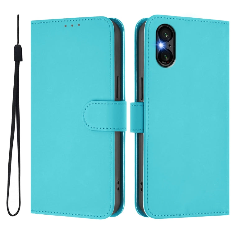 Funda de Piel para Sony Xperia 5 Vi con Cordón (Azul Lago)