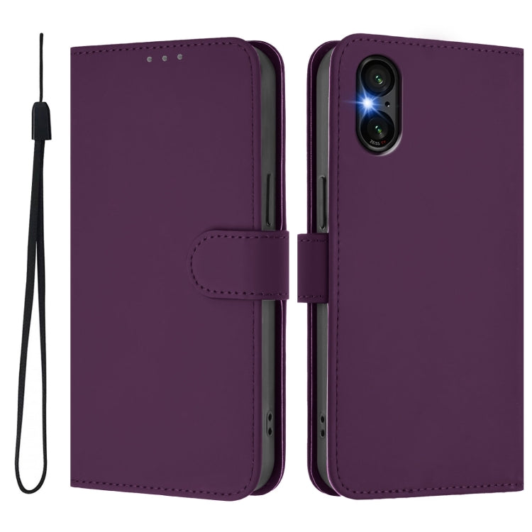 Funda de Piel para Teléfono Sony Xperia 5 Vi con Cordón (Violeta)
