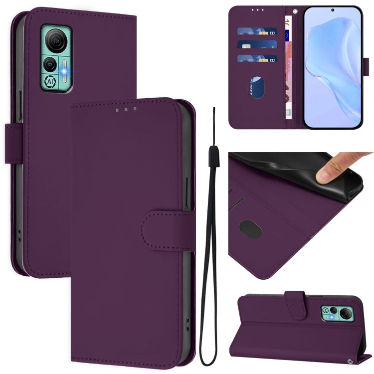 Funda de Piel con Cordón para Ulefone Note 14 Tacto Piel (Violeta)