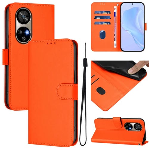 Funda de Cuero con Cordón para Ulefone Note 17 Pro Skin Feel (Naranja)