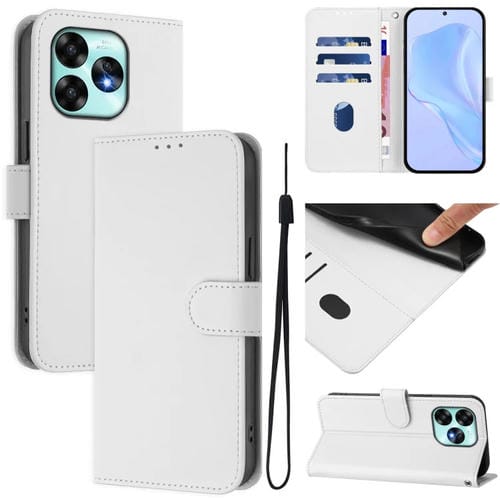 Funda de Piel Sintética con Cordón para Teléfono Umidigi A15 A15C A15T (Blanco)