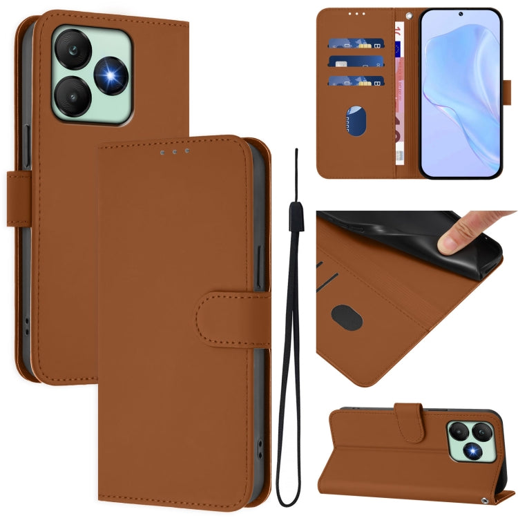 Funda de Piel Sintética con Cordón para Teléfono Wiko T20 Skin Feel (Marrón)
