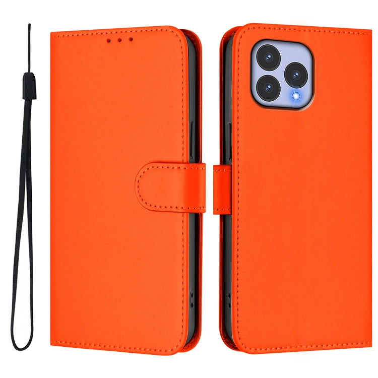 Funda de Piel con Cordón para Wiko T60 Cubot P80 Diseño Liso Tacto Agradable (Naranja)
