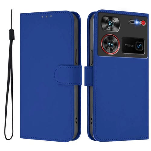 Funda de Piel Sintética con Cordón para ZTE Nubia Z60 Ultra (Azul Oscuro)