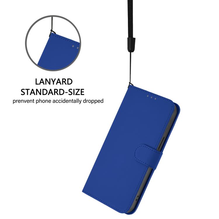 Funda de cuero con textura de piel y cordón para ZTE Blade A52 Lite (azul oscuro)