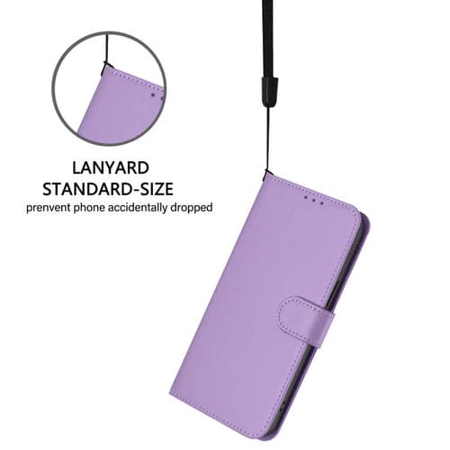Funda de cuero con textura de piel y cordón para ZTE Blade A52 Lite (morado lavanda)