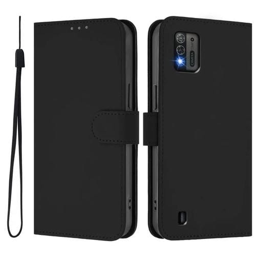 Funda de piel sintética con cordón para ZTE Blade A52 Lite (negro)