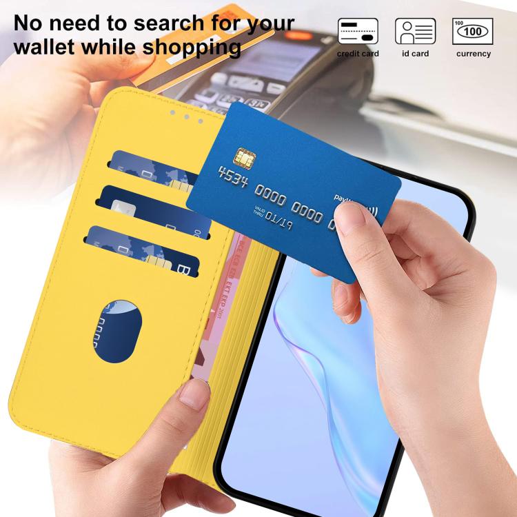 Funda de cuero con textura de piel y cordón para ZTE Blade A52 Lite (amarillo limón)