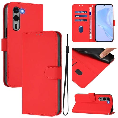 Funda Piel Sintética Fujitsu Arrows We2 Plus F-51E con Cordón (Rojo)