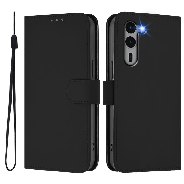 Funda de Piel Sintética con Cordón para Teléfono Fujitsu Arrows We2 Plus / F-51E-51E (Negro)
