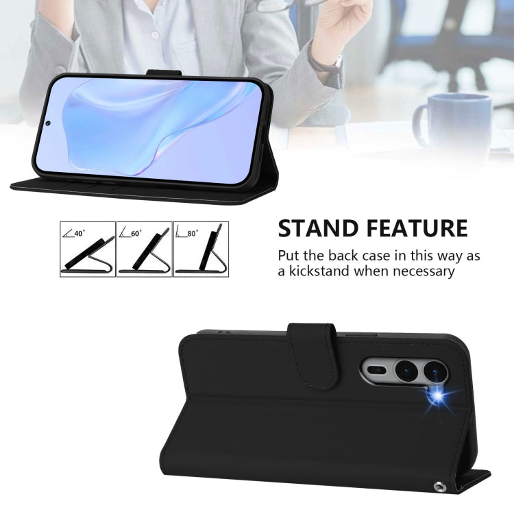Funda de Piel Sintética con Cordón para Teléfono Fujitsu Arrows We2 Plus / F-51E-51E (Negro)