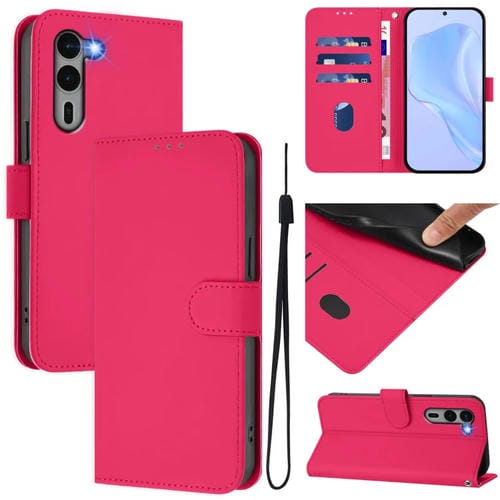 Funda de Piel Sintética con Cordón para Teléfono Fujitsu Arrows We2 Plus / F-51E-51E (Rosa)