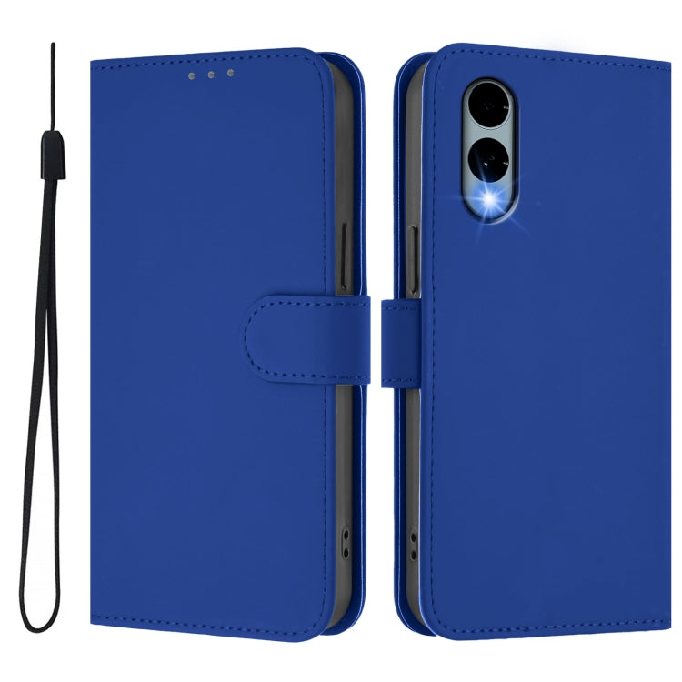 Funda de Piel Sintética para Teléfono Fujitsu Arrows We2/F-52E con Cordón (Azul Oscuro)