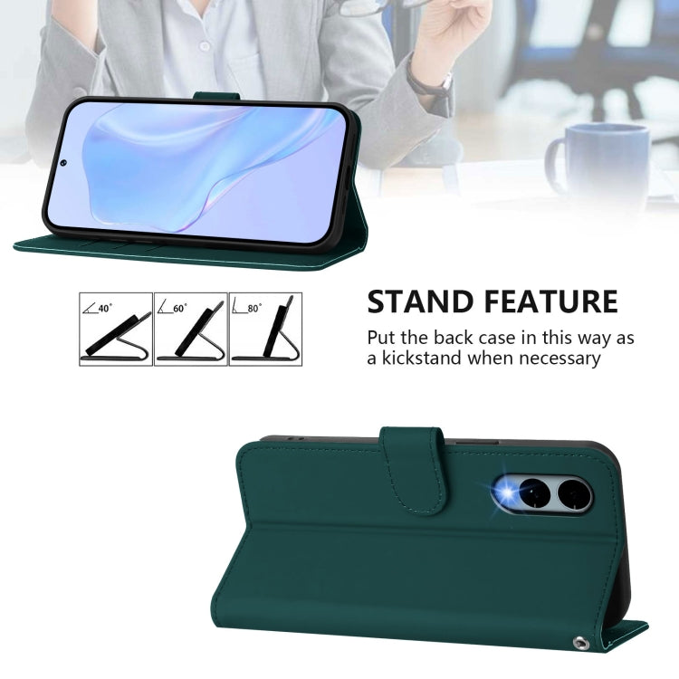 Funda de Piel Sintética con Cordón para Teléfono Fujitsu Arrows We2/F-52E (Verde Oscuro)