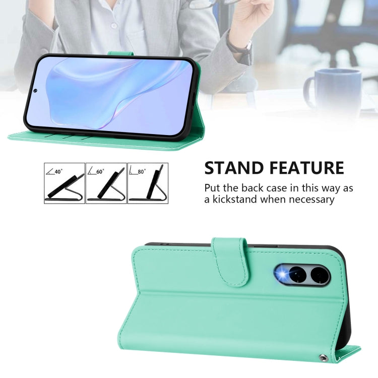 Funda de Piel Sintética con Cordón para Teléfono Fujitsu Arrows We2/F-52E (Verde Menta)