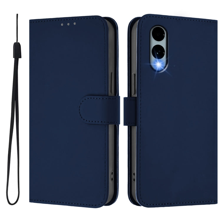 Funda de Piel Sintética con Cordón para Teléfono Fujitsu Arrows We2/F-52E (Azul Marino)