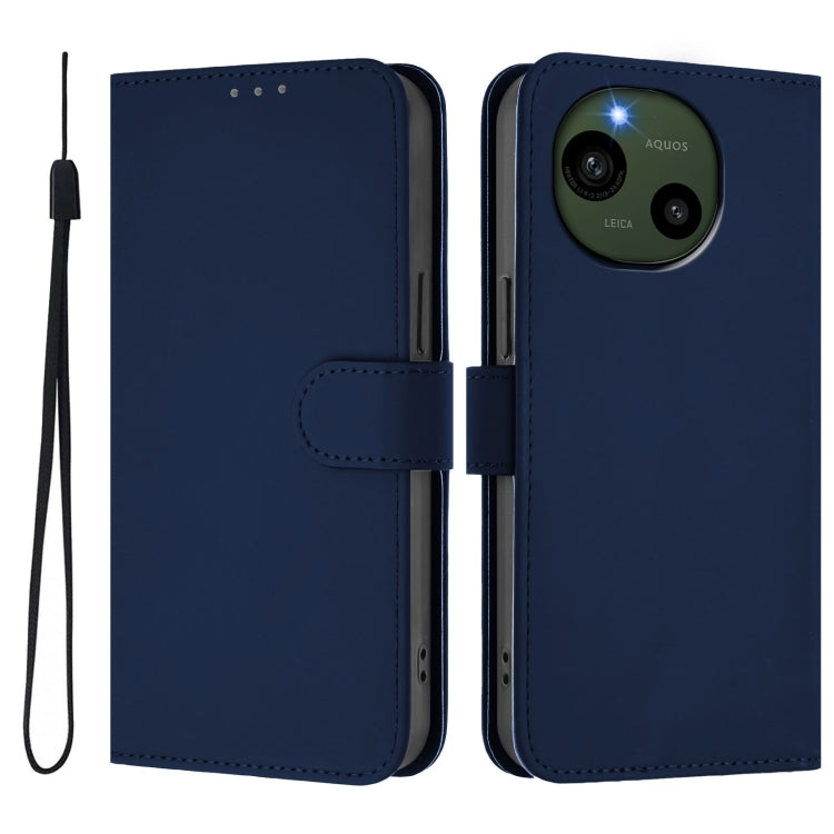 Funda de Piel Sintética con Cordón para Teléfono Sharp Aquos R9/Sh-51E (Azul Marino)