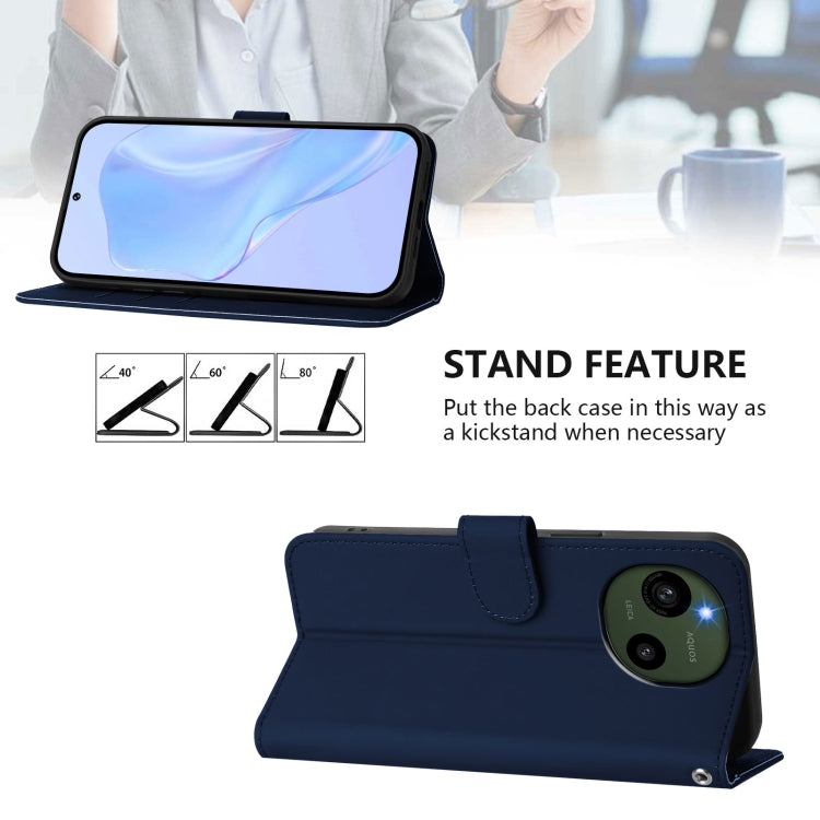 Funda de Piel Sintética con Cordón para Teléfono Sharp Aquos R9/Sh-51E (Azul Marino)