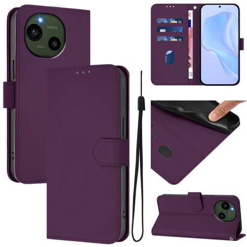 Funda piel sintética con cordón para Sharp Aquos R9/Sh-51E (Violeta)