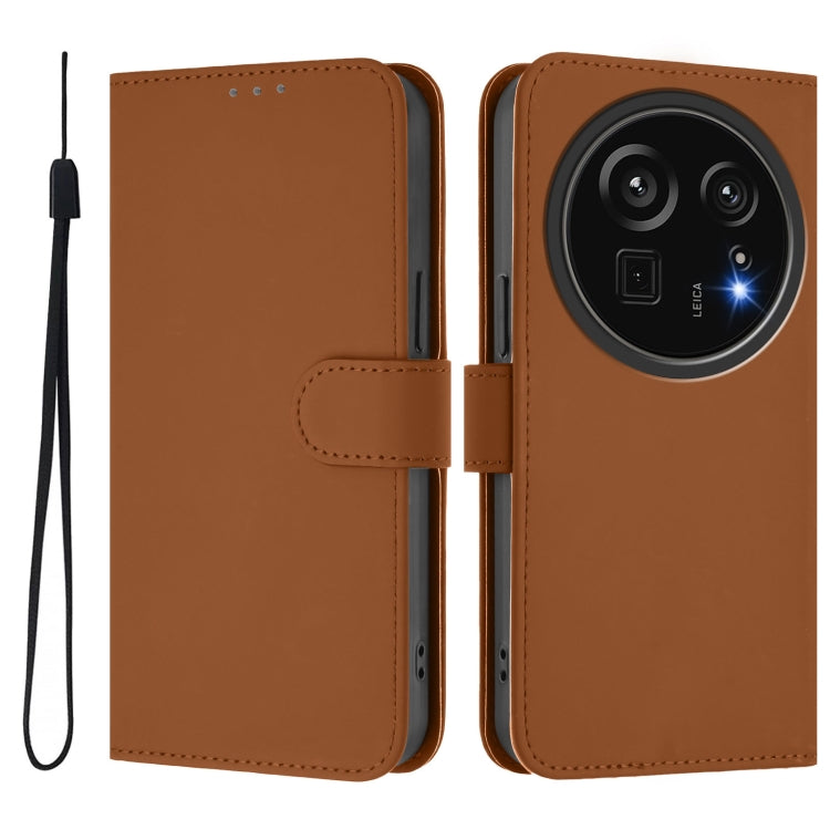 Funda de Piel Sintética con Cordón para Teléfono Sharp Aquos R9 Pro Sh-54E (Marrón)