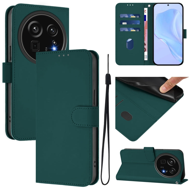 Funda de Piel Sintética con Cordón para Sharp Aquos R9 Pro Sh-54E (Verde Oscuro)