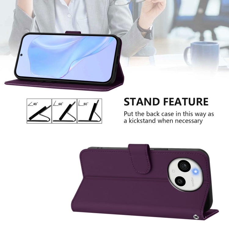 Funda de Piel Sintética con Cordón para Sharp Aquos Sense9 Plus (Violeta)