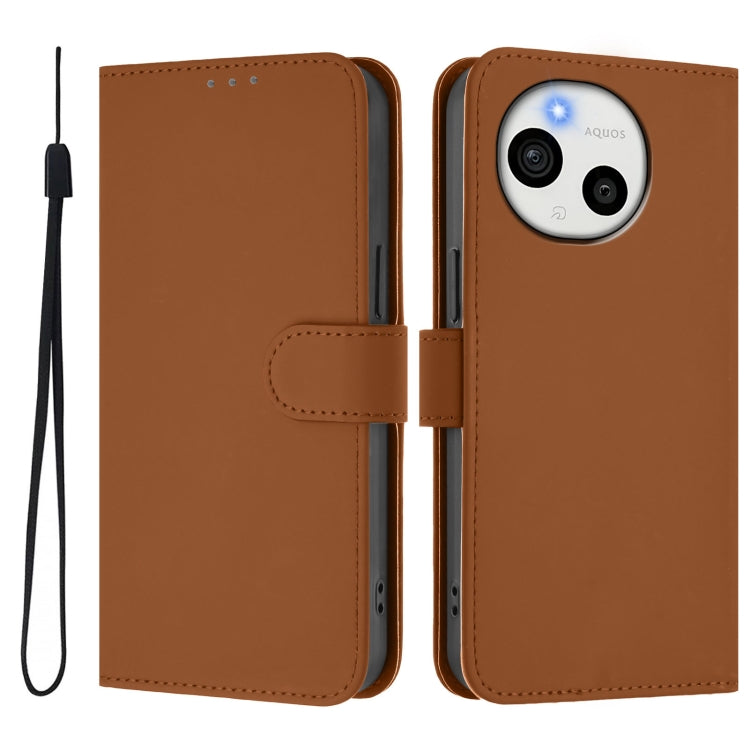 Funda de Piel Sintética con Cordón para Teléfono Sharp Aquos Sense9 (Marrón)