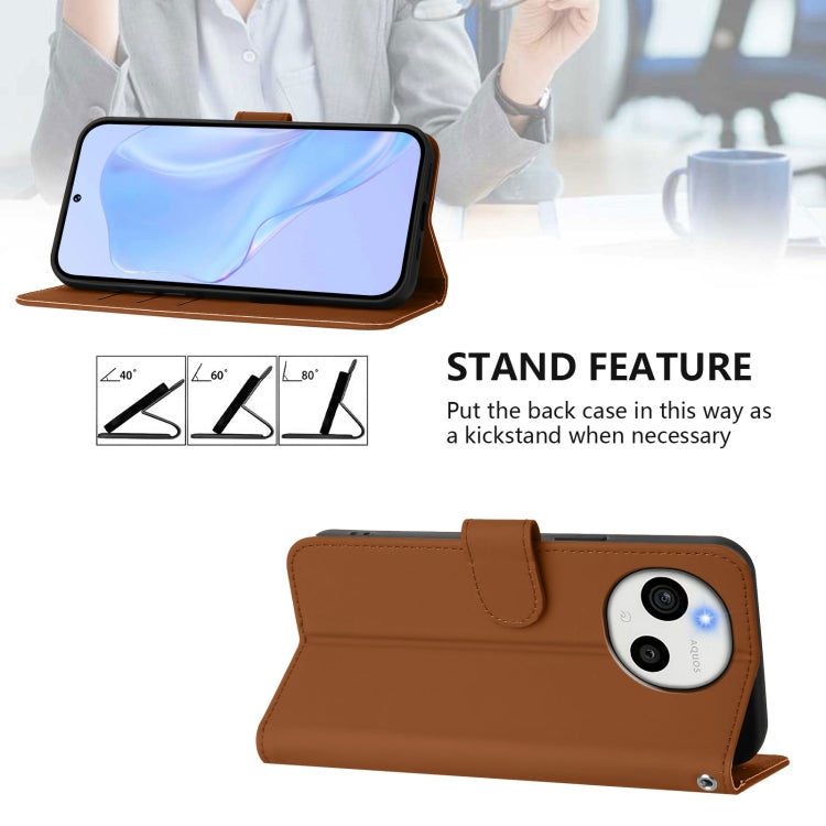 Funda de Piel Sintética con Cordón para Teléfono Sharp Aquos Sense9 (Marrón)