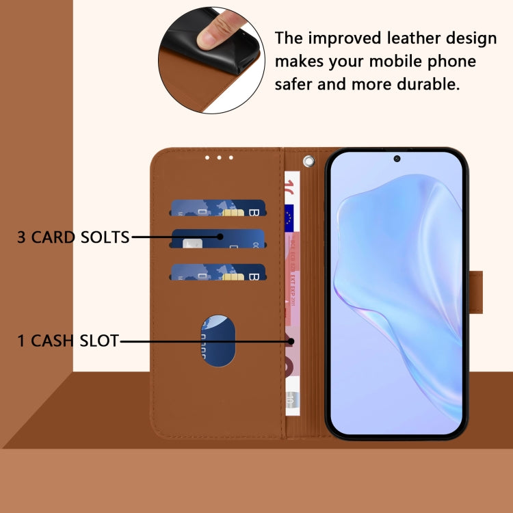 Funda de Piel Sintética con Cordón para Teléfono Sharp Aquos Sense9 (Marrón)