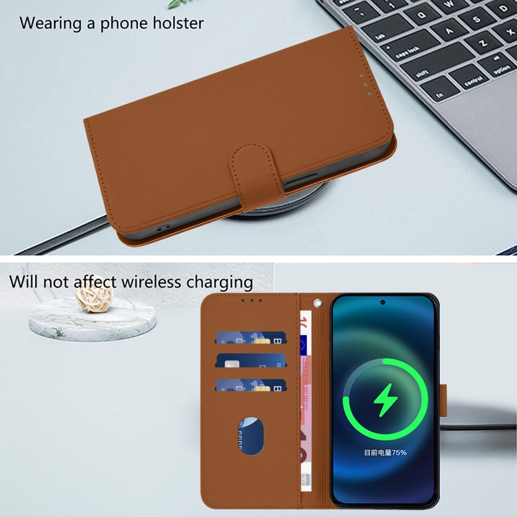 Funda de Piel Sintética con Cordón para Teléfono Sharp Aquos Sense9 (Marrón)