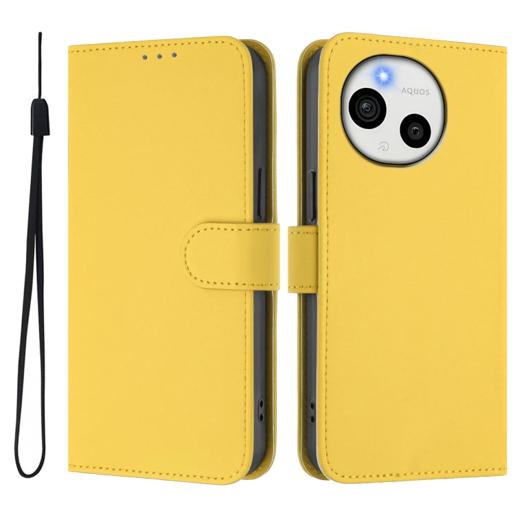 Funda de Piel Sintética con Cordón para Sharp Aquos Sense9 (Amarillo Limón)
