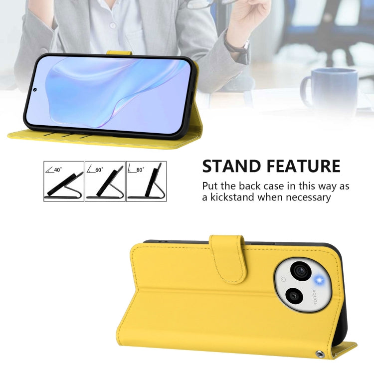 Funda de Piel Sintética con Cordón para Sharp Aquos Sense9 (Amarillo Limón)