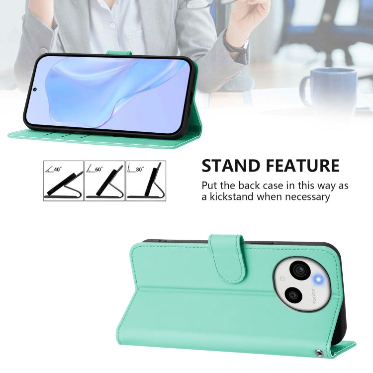 Funda de Piel Sintética con Cordón para Sharp Aquos Sense9 (Verde Menta)