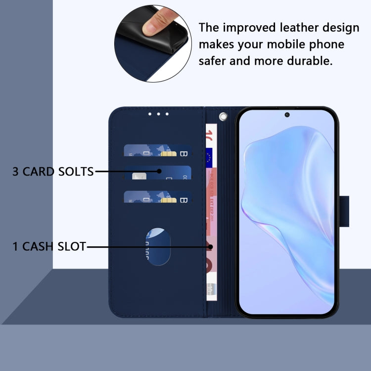 Funda de Piel Sintética con Cordón para Teléfono Sharp Aquos Sense9 (Azul Marino)