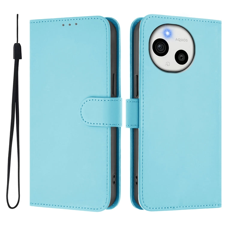 Funda de Piel Sintética con Cordón para Sharp Aquos Sense9 (Azul Cielo)