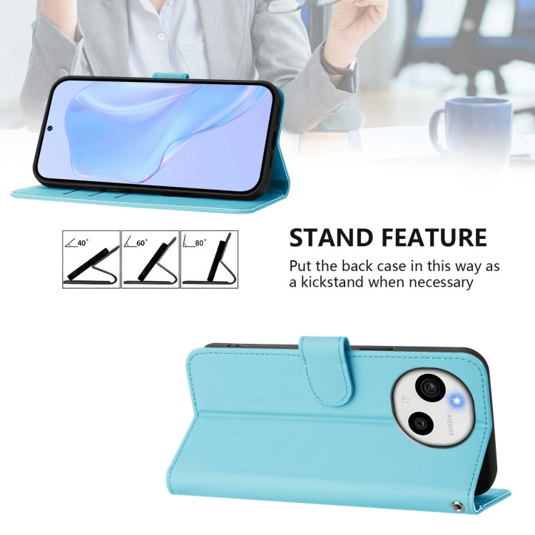 Funda de Piel Sintética con Cordón para Sharp Aquos Sense9 (Azul Cielo)