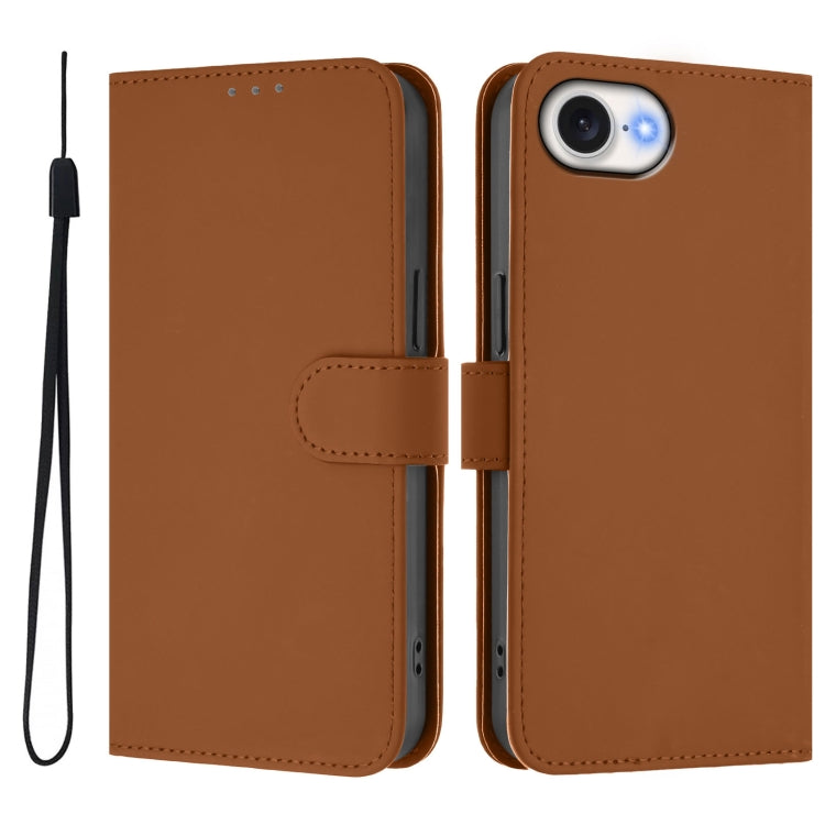 Funda para iPhone 16E con Cordón Piel Color Liso (Marrón)