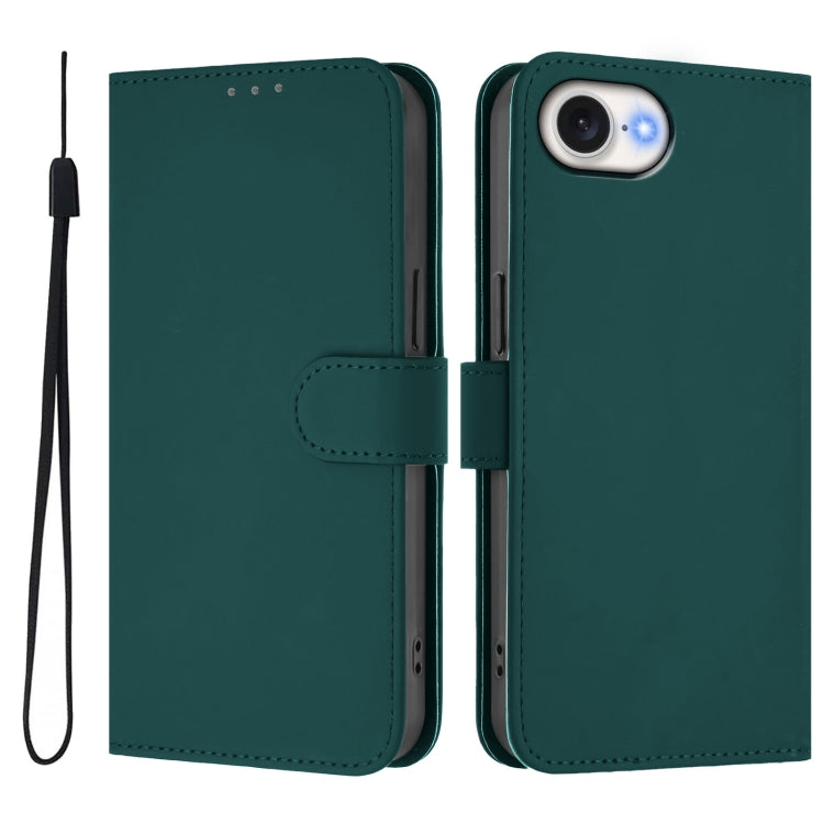 Funda de Piel para iPhone 16E con Cordón (Verde Oscuro)