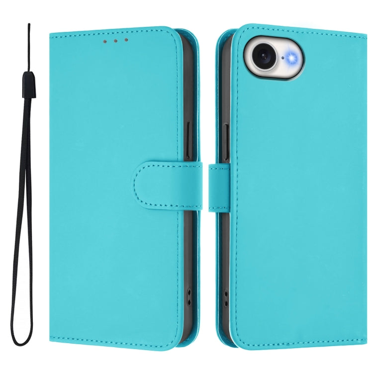 Funda de Piel para iPhone 16E con Cordón (Azul Lago)