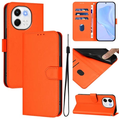 Funda de Piel con Textura y Cordón para Tecno Spark 30 5G / Pova 6 Neo 5G (Naranja)