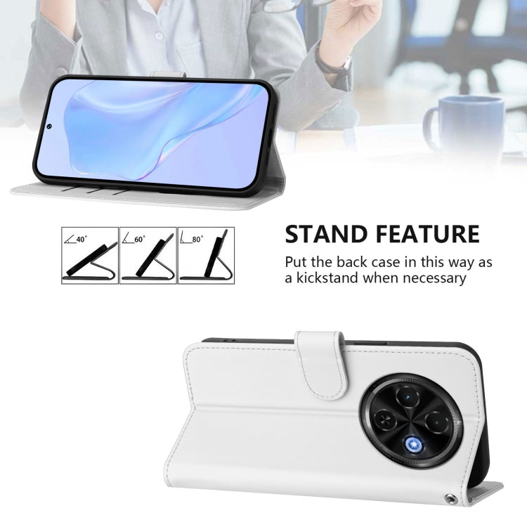 Funda Piel Sintética con Cordón para Tecno Spark 30C 5G y Pop 9 5G (Blanco)