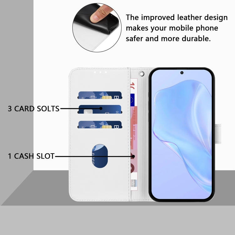Funda Piel Sintética con Cordón para Tecno Spark 30C 5G y Pop 9 5G (Blanco)