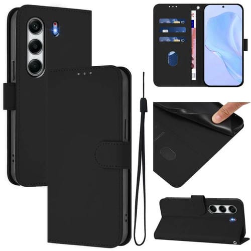 Funda de Piel Sintética con Cordón para Tecno Camon 40 4G (Negro)