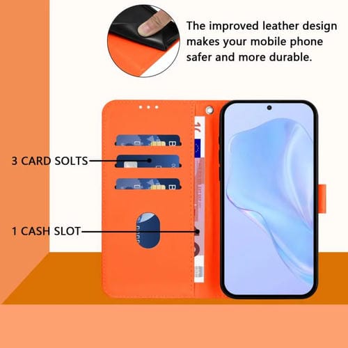 Funda de piel con cordón para Tecno Camon 40 Premier Skin Feel (naranja)