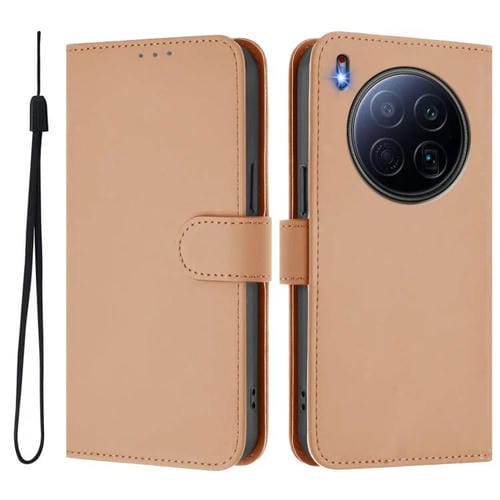 Funda de piel lisa con cordón para Tecno Camon 40 Premier Skin Feel (color piel)