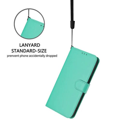 Funda de piel con cordón para Tecno Camon 40 Premier Skin Feel, color liso (verde)