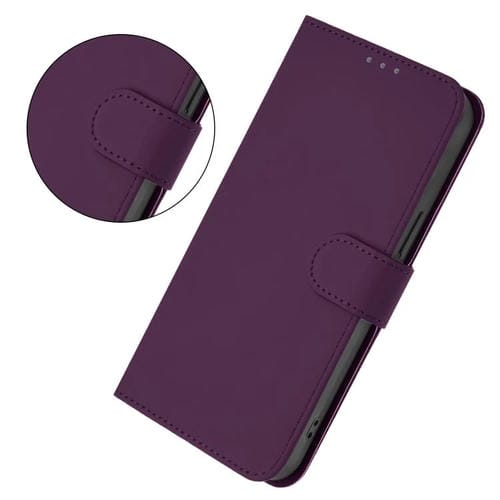 Funda de piel con cordón para Tecno Pop 10, color liso y tacto suave (violeta)