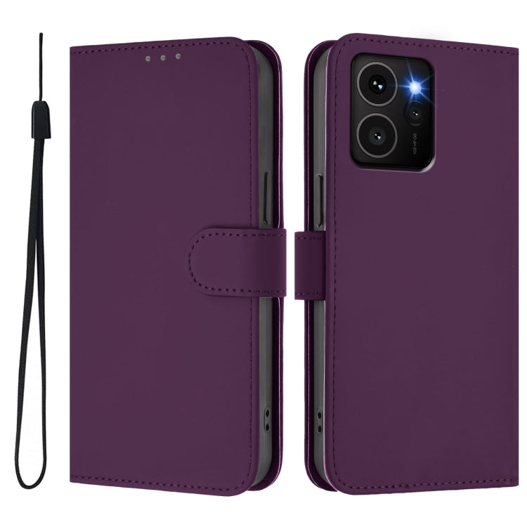 Funda de Cuero para Teléfono HMD Skyline Skin Feel Color Sólido con Cordón (Violeta)