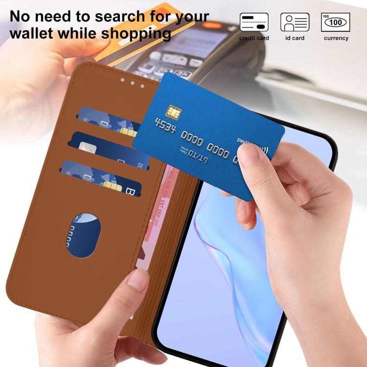 Funda de cuero con textura de piel y cordón para Motorola Moto G15 Power (marrón)